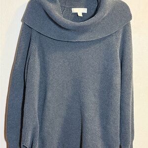 MICHAEL Michael Kors Charcoal Gray Oversized Waffle-Knit Cowl Neck Sweater Sz Lg